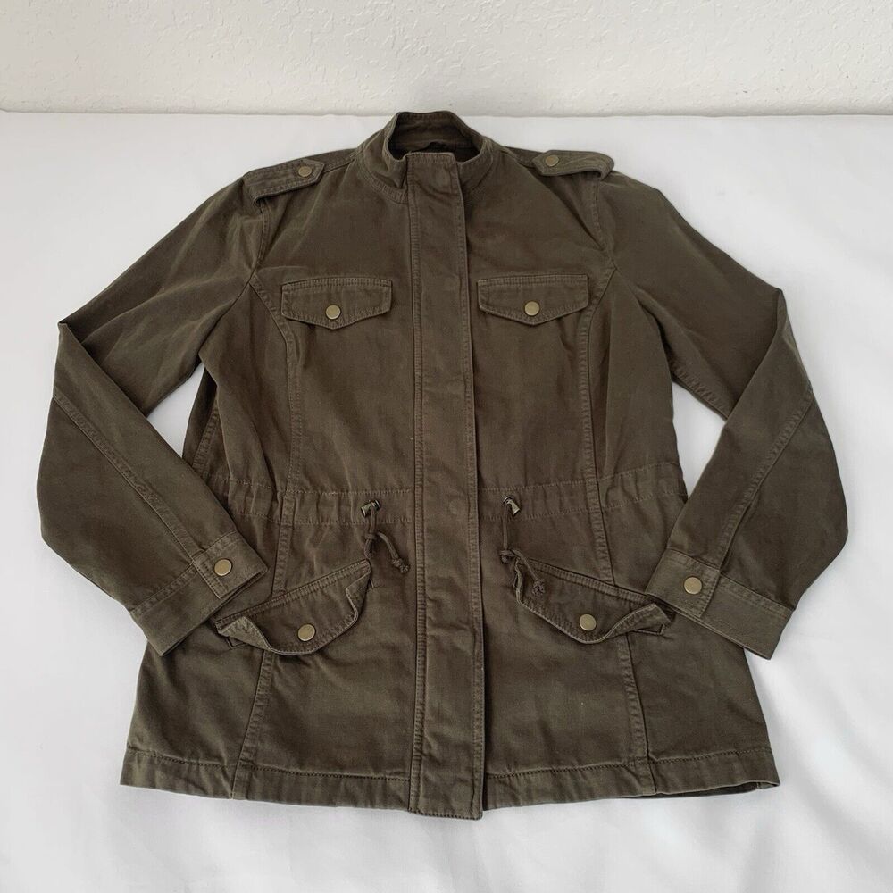 Lucky Brand Utility Jacket Women M Army Green Lightweight Coat Military Grunge